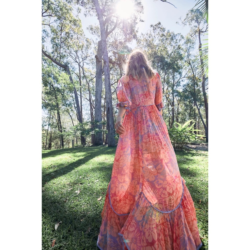 Free People Floral Maxi Dress - Pink and Orange